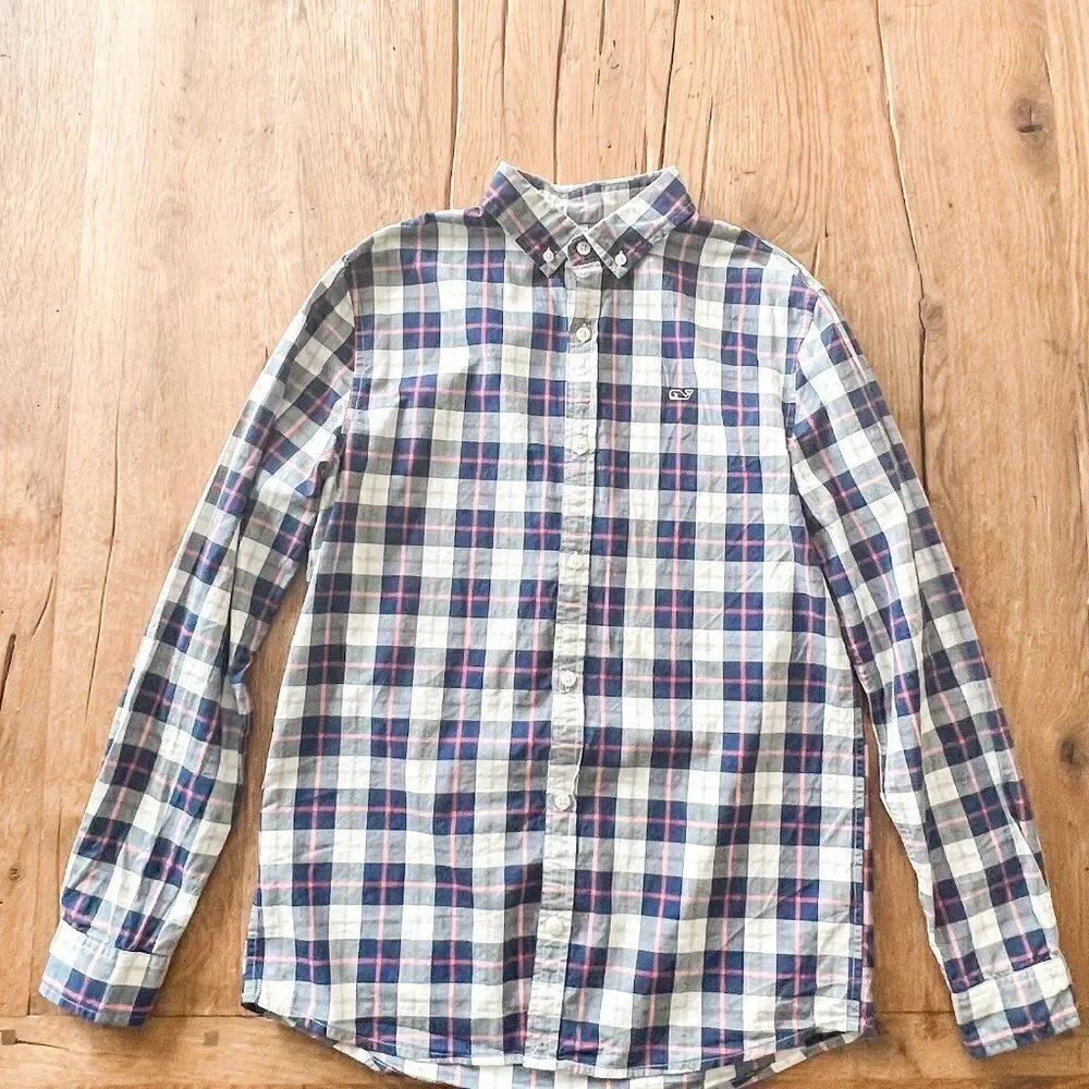 Vineyard Vines Boy's Plaid Button Down, Size Large